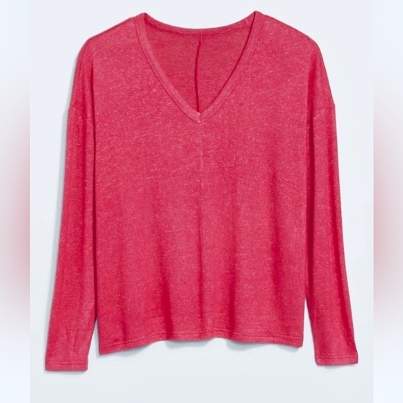 NWT! Pink Quarter Sleeve V Neck Oversized Pullover Shirt - Size XS - Picture 2 of 3